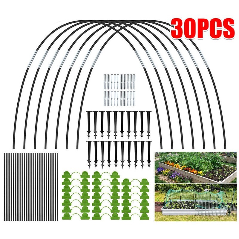 30pcs Greenhouse Tunnel Plant Hoop Garden Seedling Arch Shed Bracket Set 3669401