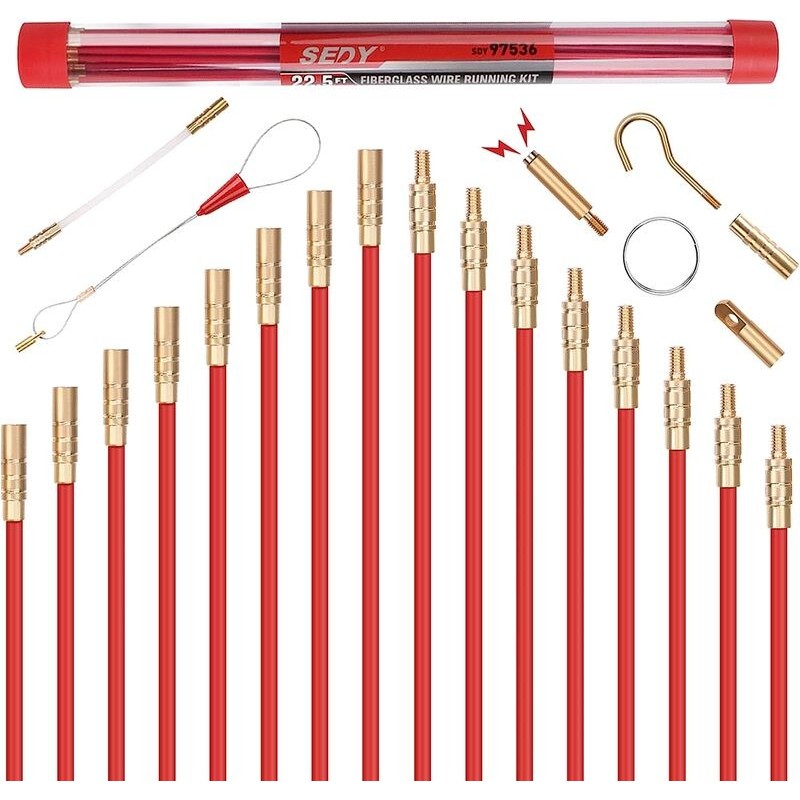 Fiberglass Wire Running Electrical Cable Pulling Fish Tape Kit 2037226
