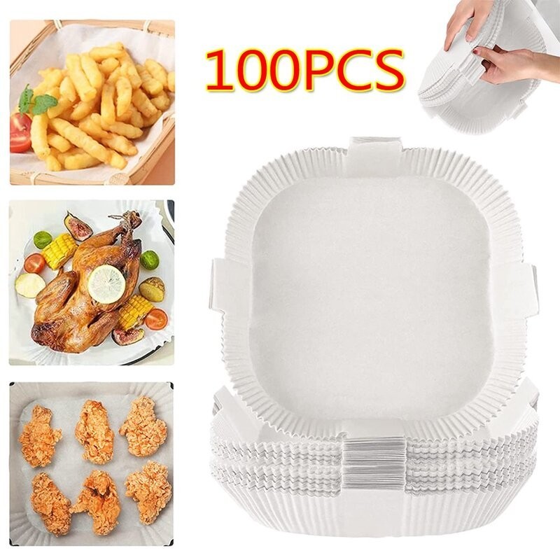 Air Fryer Liner Non-Stick Disposable Paper Tray Baking Liners 100pcs 2038507