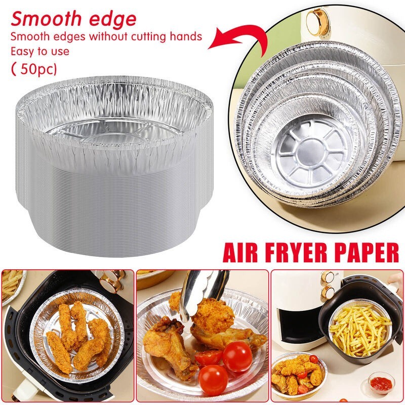 Air Fryer Pan Liner BBQ Grill Aluminium Foil Trays 50pcs 2038502