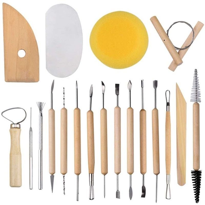 19pcs Pottery Ceramic Clay Modelling Tool Set 3653205