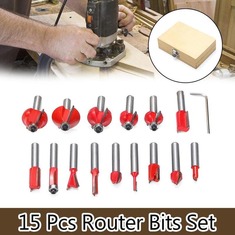 15pcs Router Bit Set 1/4" Shank 3647628