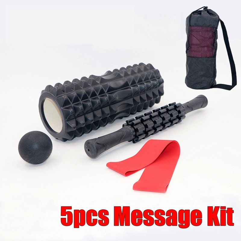 Yoga Foam Roller Resistance Band Massage Bar Fascia Ball Set