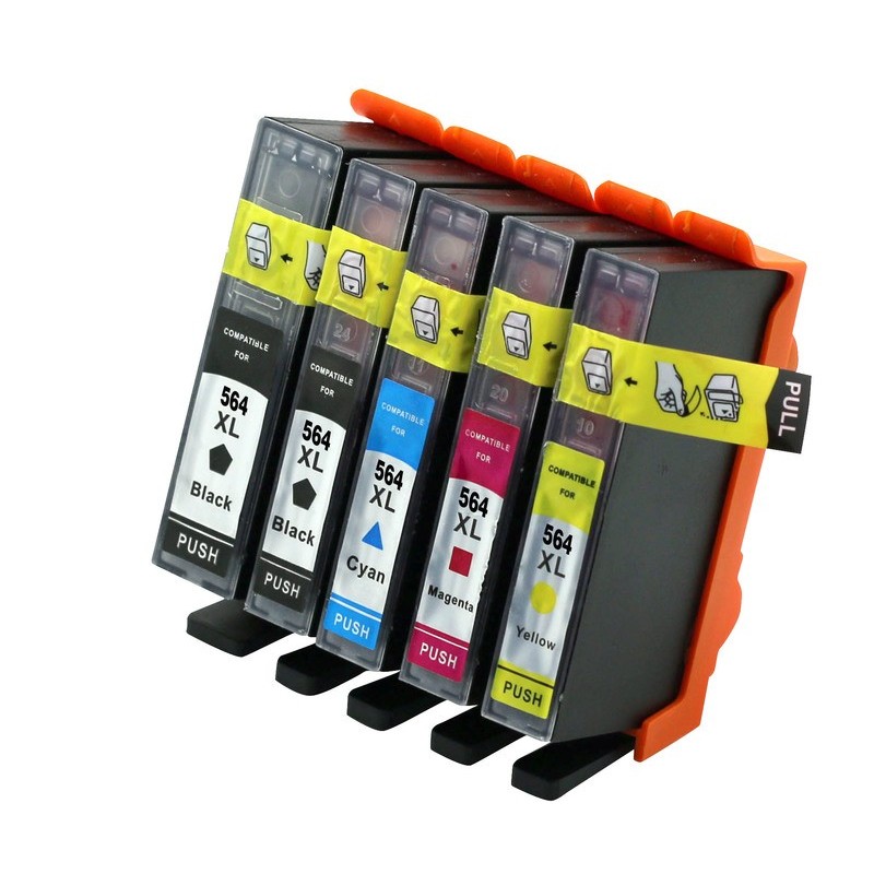 5 PACK 564XL Compatible Ink Cartridge for HP Printer Photosmart 5510 5520